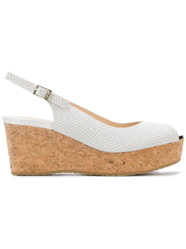 Jimmy Choo Praise Wedge Sandals - White