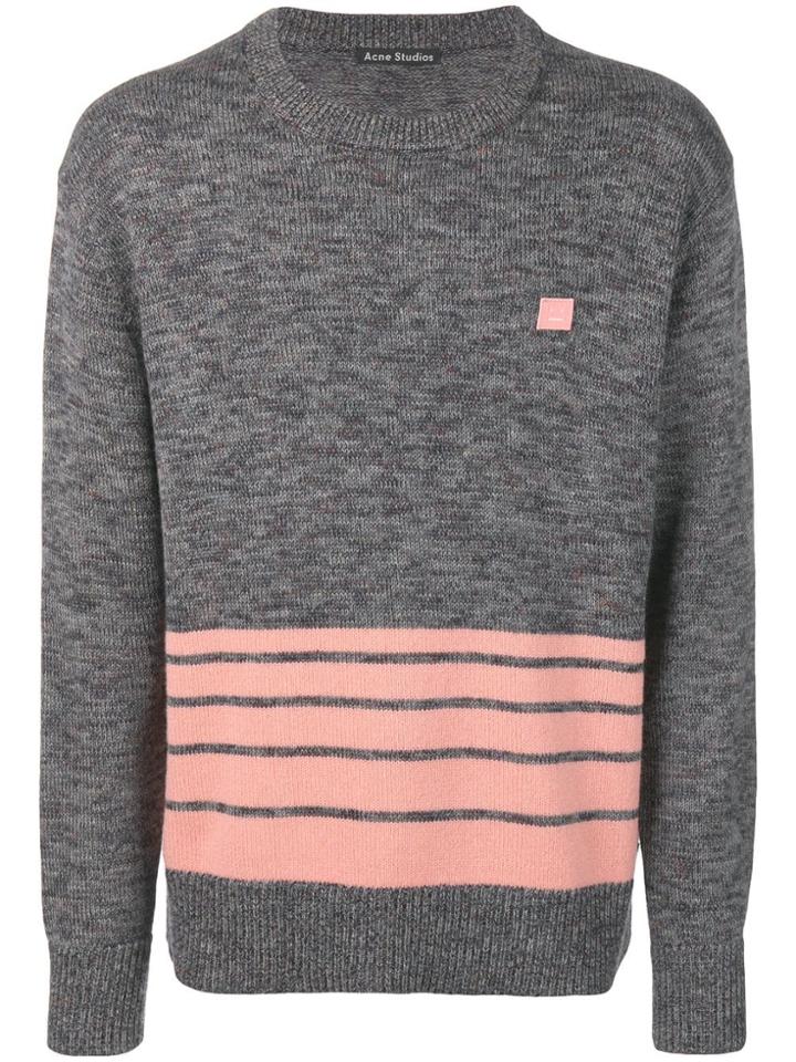 Acne Studios Striped Crew Neck Sweater - Grey