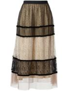 Olympiah - Lace Panels Midi Skirt - Women - Polyamide - 40, Black, Polyamide