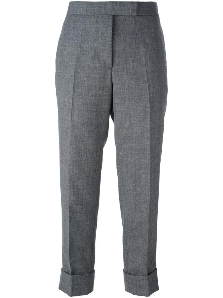 Thom Browne Cropped Tailored Trousers, Women's, Size: 46, Grey, Silk/wool