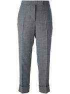 Thom Browne Cropped Tailored Trousers, Women's, Size: 46, Grey, Silk/wool