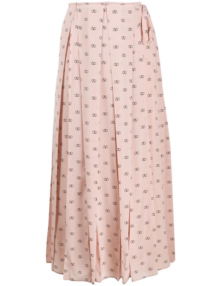 Valentino V Logo Pleated Skirt - Pink
