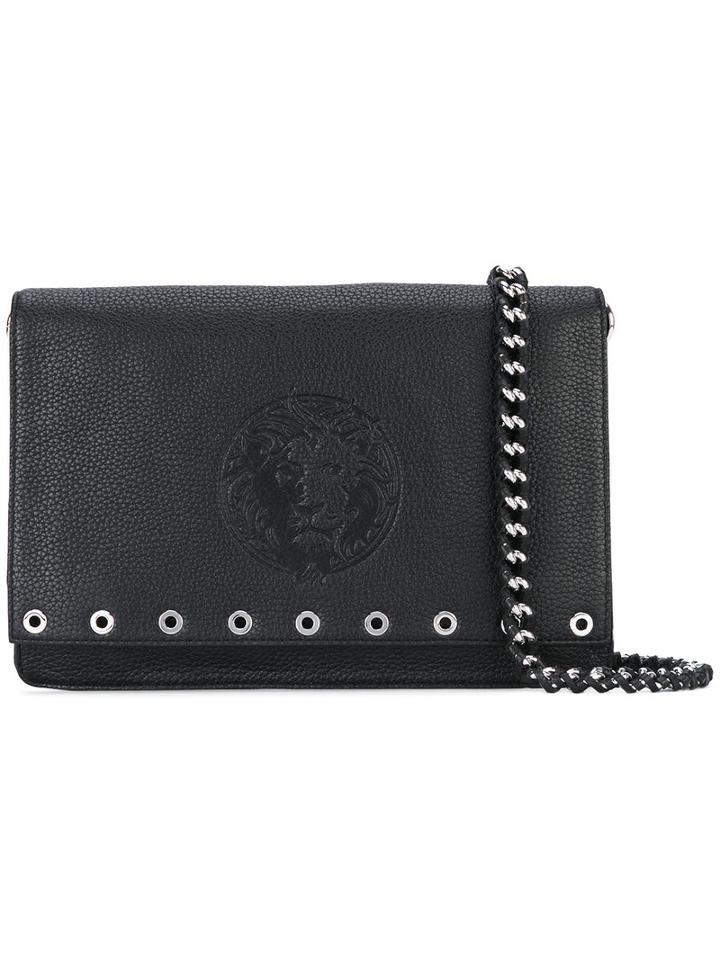 Versus - Embossed Shoulder Bag - Women - Cotton/calf Leather - One Size, Black, Cotton/calf Leather