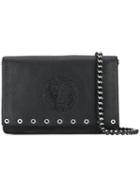 Versus - Embossed Shoulder Bag - Women - Cotton/calf Leather - One Size, Black, Cotton/calf Leather