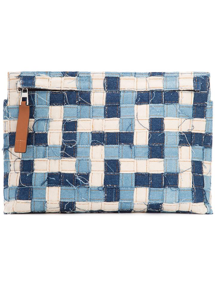 Loewe - T Clutch - Women - Cotton/calf Leather - One Size, Blue, Cotton/calf Leather