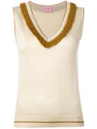 D'enia - Metallic Knit Vest - Women - Nylon/polyester/acetate - L, Nude/neutrals, Nylon/polyester/acetate