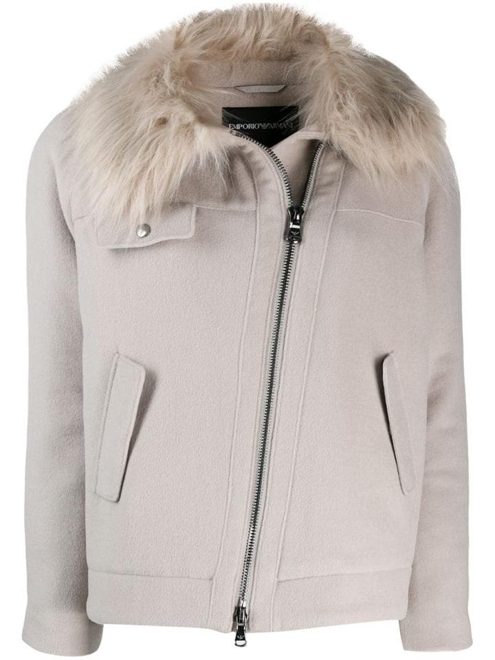 Emporio Armani Fur Trim Coat - Grey