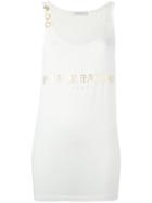 Pierre Balmain Logo Print Tank, Women's, Size: 40, White, Polyester/viscose/spandex/elastane