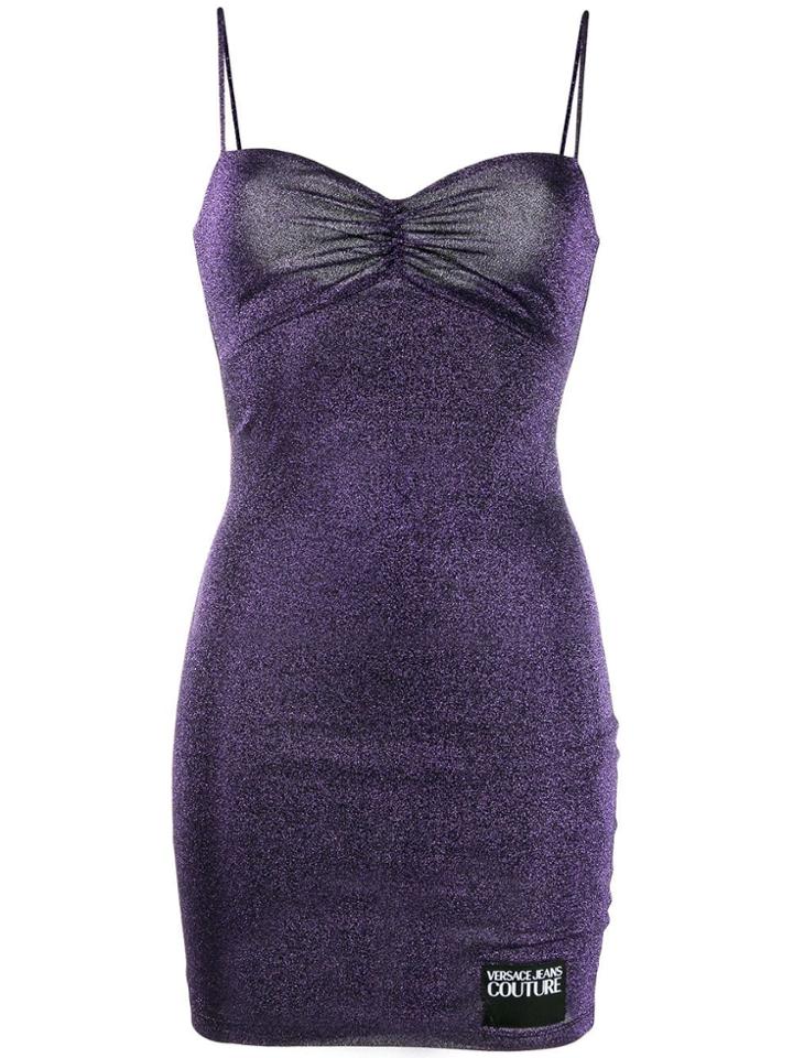 Versace Jeans Couture Fitted Lurex Mini Dress - Purple