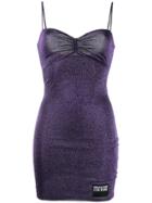 Versace Jeans Couture Fitted Lurex Mini Dress - Purple