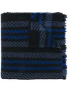 Emporio Armani Plaid And Stripe Scarf - Blue