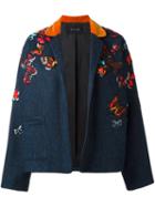 Michel Klein 'butterflies' Embroidered Jacket, Women's, Size: 38, Blue, Wool