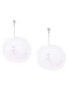 Tuleste Pompom Drop Earrings - White