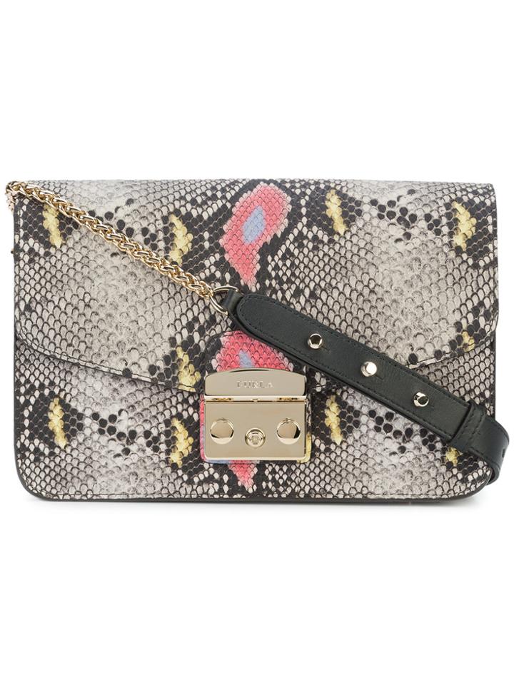 Furla Snake Print Shoulder Bag - Brown