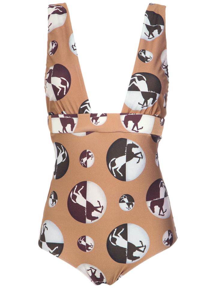 Adriana Degreas Horse Print Swimsuit - Nude & Neutrals
