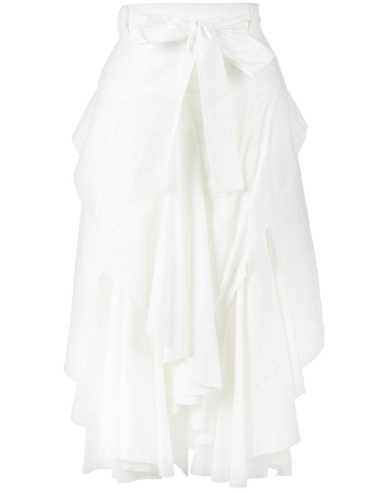Kitx Asymmetric Frilled Front Skirt - White