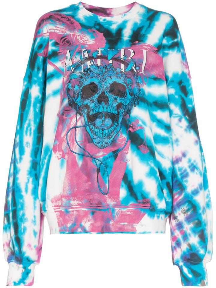 Amiri Skull And Logo Print Tie-dye Sweatshirt - Purple