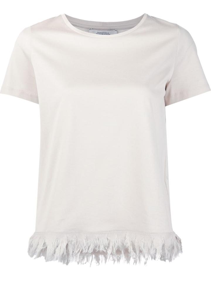 Dorothee Schumacher Frayed Hem T-shirt, Women's, Size: 1, Nude/neutrals, Cotton