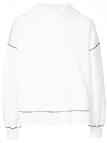 Jieda Contrast Stitching Hoodie - White