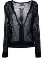 Maison Margiela Sheer V-neck Sweater - Black