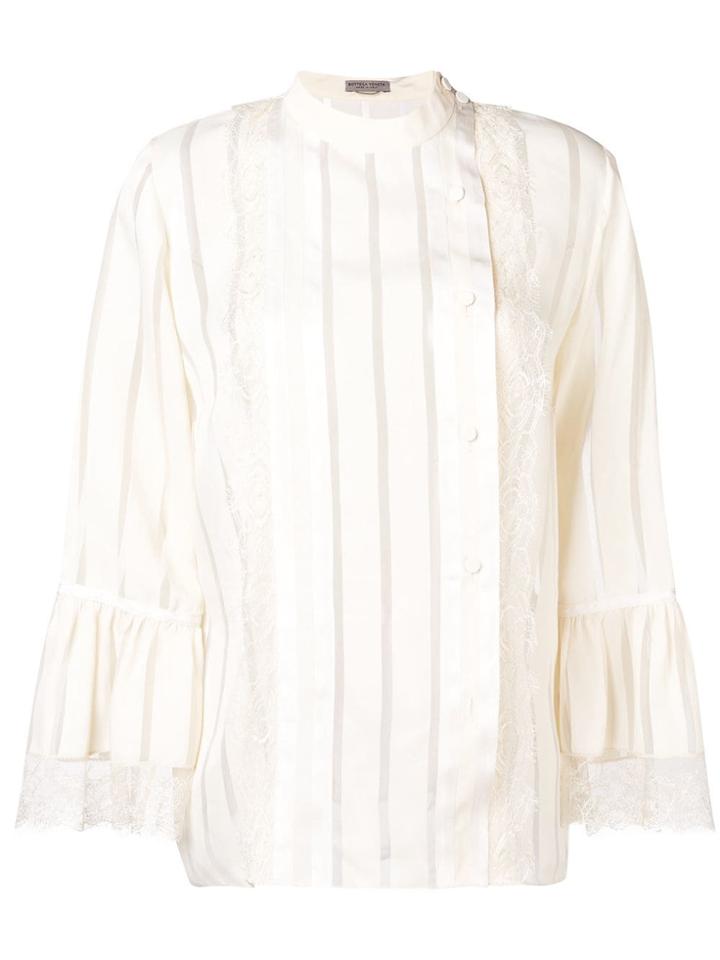 Bottega Veneta Lace Trim Striped Blouse - Neutrals