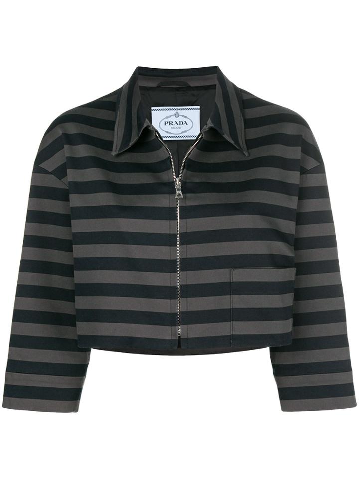 Prada Vintage Stripe Cropped Jacket - Black