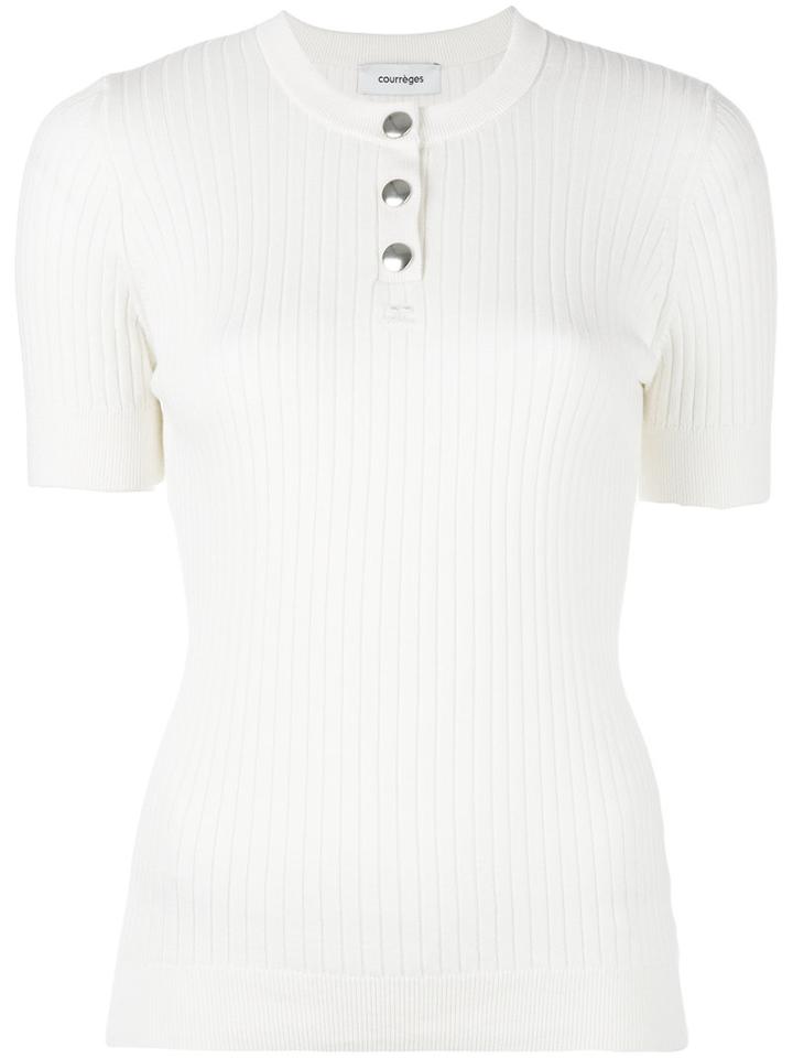 Courrèges Ribbed Detail Knitted Top, Women's, Size: 1, White, Cotton/cashmere