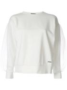 Loveless Mesh Sleeve Sweatshirt - White
