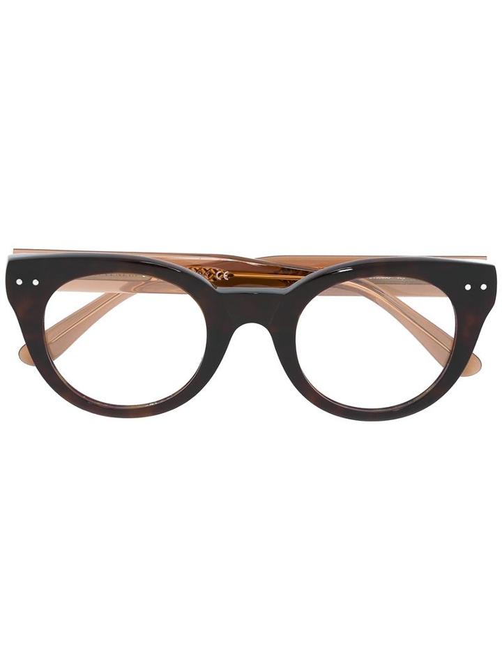 Bottega Veneta Eyewear Thick Frame Glasses, Brown, Acetate