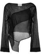 Lost & Found Rooms Long-sleeve Draped Blouse - Black