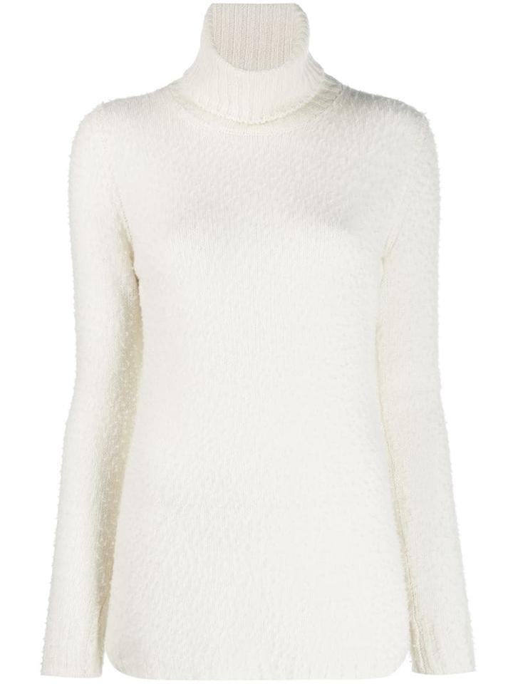 Avant Toi Turtleneck Fitted Jumper - White