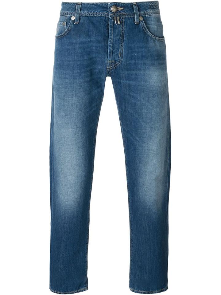 Jacob Cohen Straight Leg Jeans, Men's, Size: 38, Blue, Cotton/linen/flax