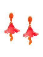Oscar De La Renta Raffia Disk Earrings - Yellow & Orange