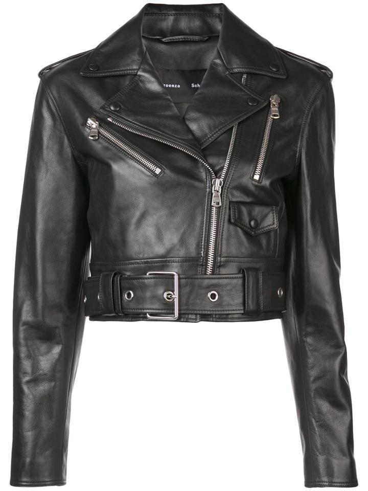 Proenza Schouler Cropped Fitted Biker Jacket - Black
