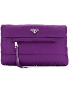 Prada Logo Plaque Padded Purse - Purple