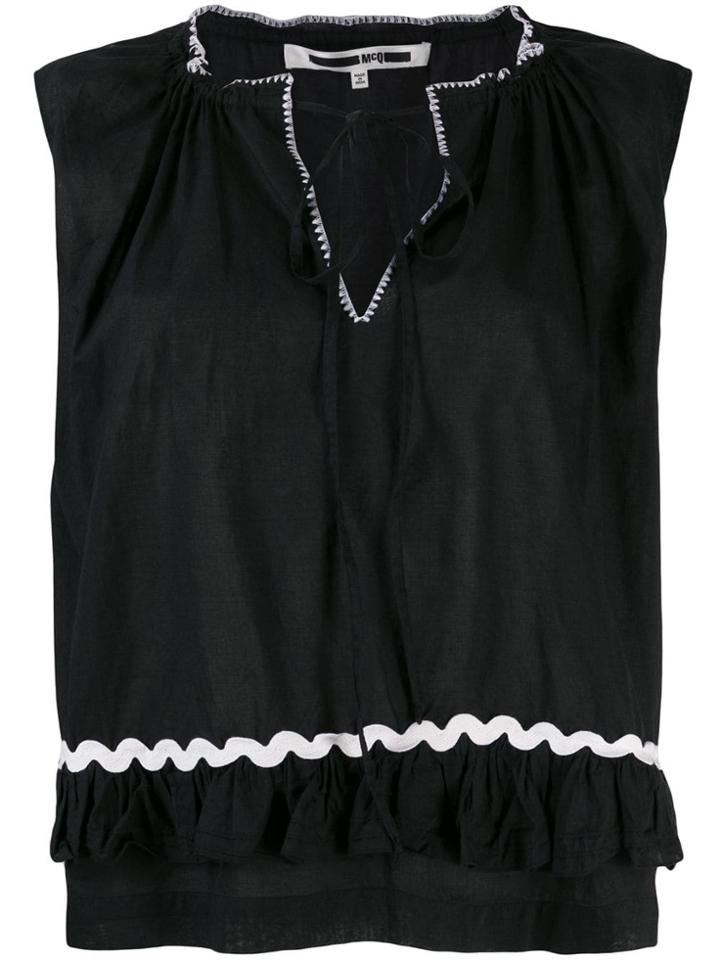 Mcq Alexander Mcqueen Ruffle Hem Top - Black