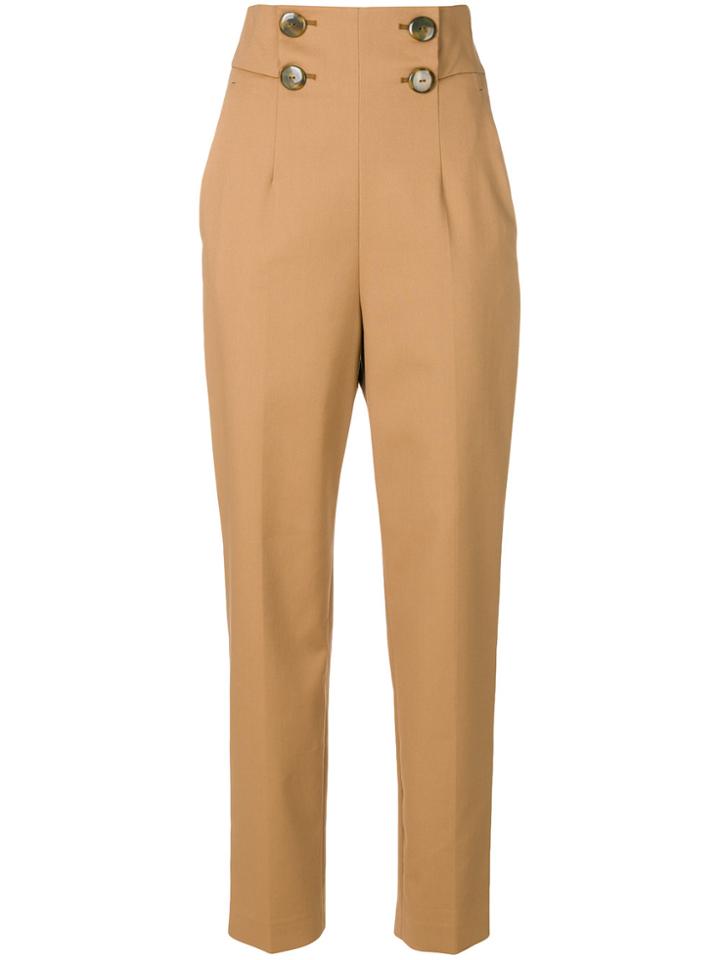Sara Battaglia High-waisted Four Button Trousers - Brown