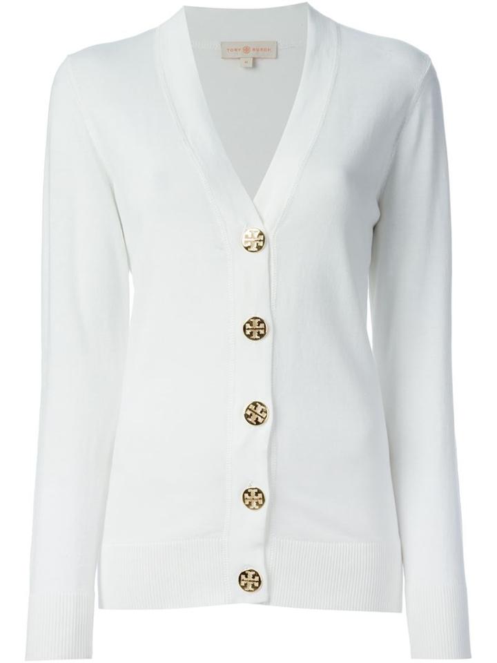 Tory Burch Simone Cardigan, Women's, Size: L, White, Cotton