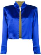 Yves Saint Laurent Vintage Satin Mandarin Collar Jacket - Blue