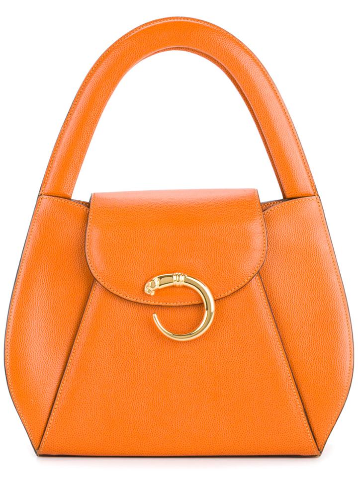 Cartier Vintage Panther Logo Hand Bag - Yellow & Orange