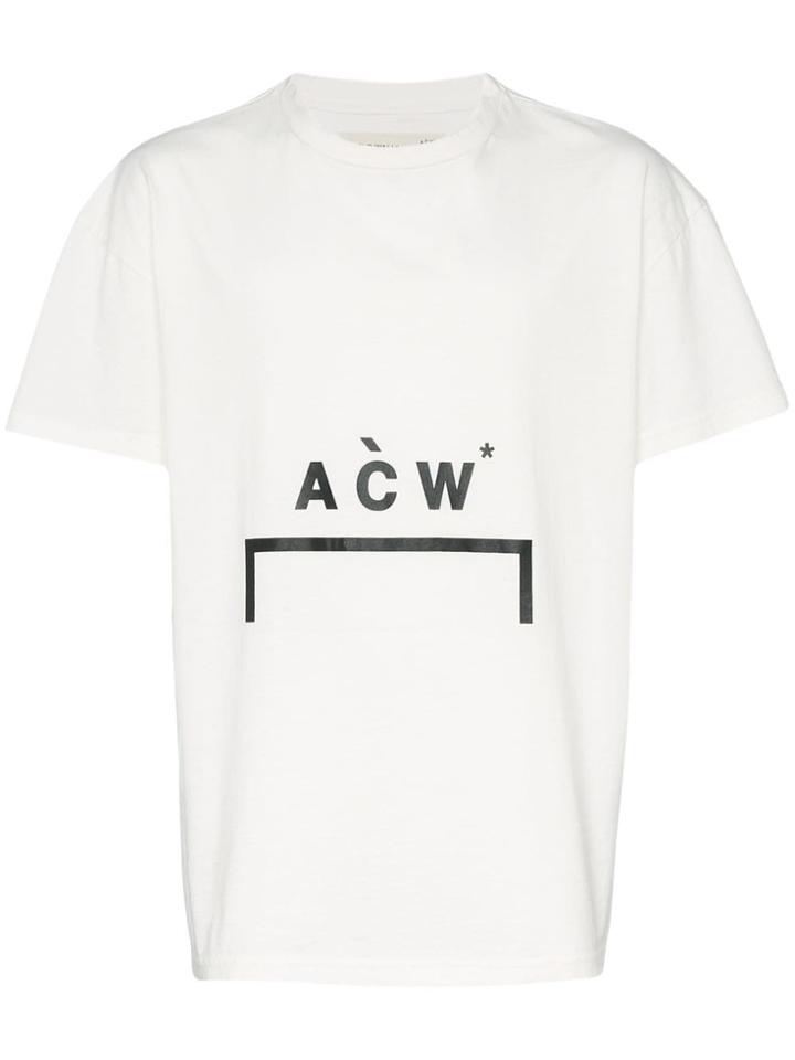 A-cold-wall* White Bracket Logo Printed Cotton Tshirt - Brown