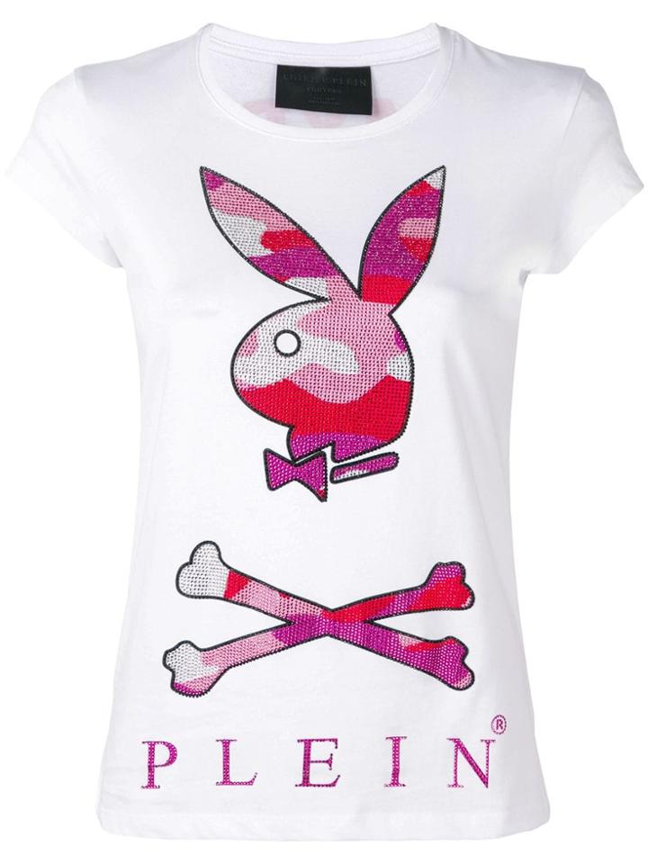 Philipp Plein Camouflage Playboy Bunny T-shirt - White