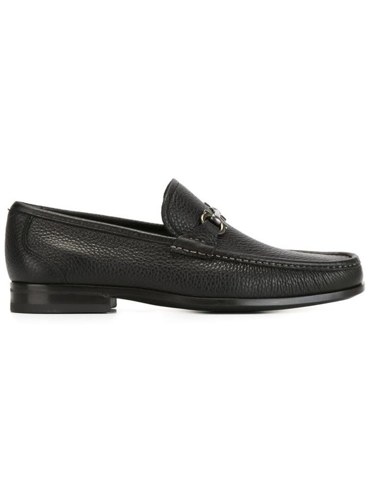 Salvatore Ferragamo Gancini Buckle Loafers, Men's, Size: 8, Black, Calf Leather/leather/rubber