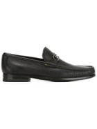 Salvatore Ferragamo Gancini Buckle Loafers, Men's, Size: 8, Black, Calf Leather/leather/rubber