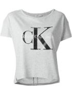 Calvin Klein Jeans Logo Print Boxy T-shirt, Women's, Size: Large, Grey, Cotton