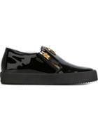 Giuseppe Zanotti Design Eve Slip-on Sneakers, Women's, Size: 41, Black, Leather/patent Leather/rubber
