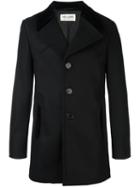 Saint Laurent Velvet Detail Short Coat, Men's, Size: 48, Black, Cotton/cupro/virgin Wool