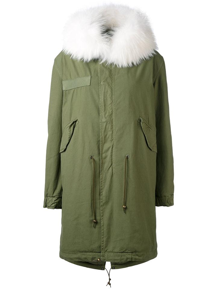 Mr & Mrs Italy - Army Long Parka - Women - Cotton/polyester/leather/racoon Fur - Xxs, Green, Cotton/polyester/leather/racoon Fur
