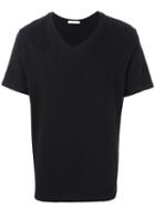 Pierre Balmain V-neck Plain T-shirt, Men's, Size: 52, Black, Cotton