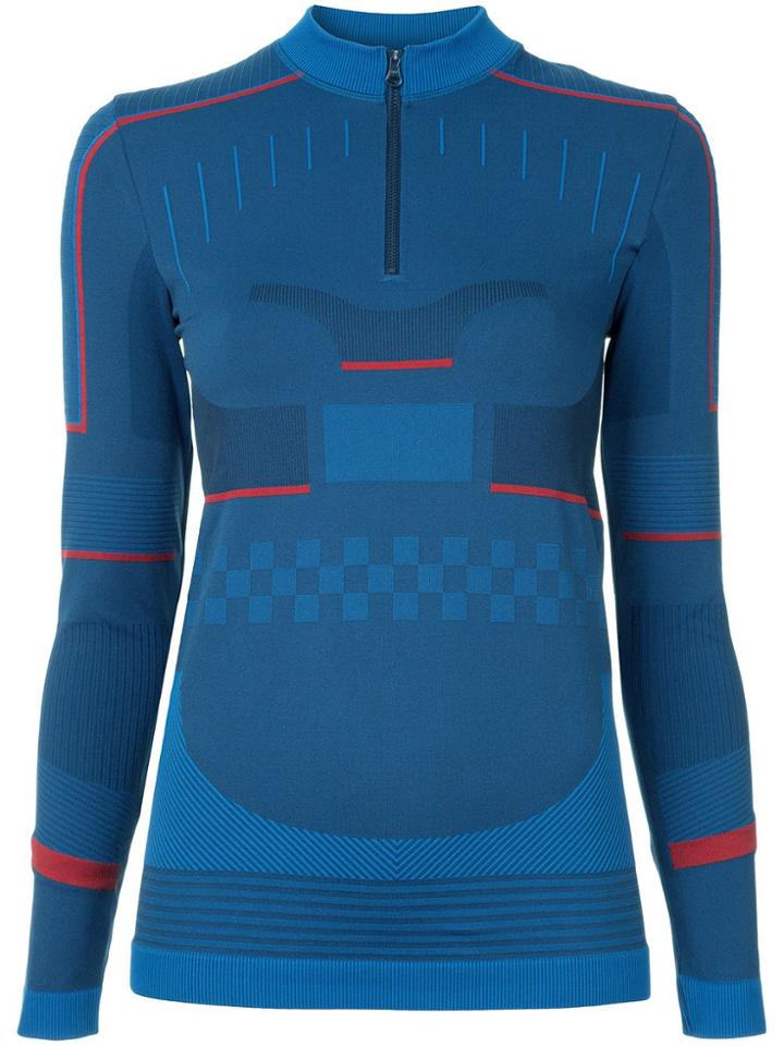 Adidas By Stella Mccartney Half-zip Knit Top - Blue